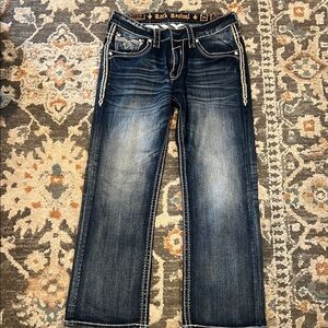 Rock Revival Men's Bootcut Jeans in Dark Blue Wash